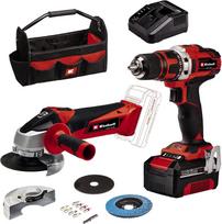 Einhell Tool set TE-TK 18/2 Li Kit (red/black, Cordless drill driver and Cordless angle grinder, Li-Ion battery 4.0Ah)