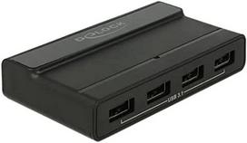 DeLOCK External USB 3.2 Gen 2 4 PortHub 10Gbps, USB Hub (black)