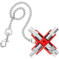 KNIPEX universal key 00 11 06, socket wrench (silver/red, for common cabinets and locking systems)