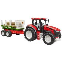 bruder ROADMAX tractor with trailer and 3 tree trunks, toy vehicle