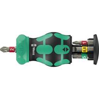 Wera Kraftform Kompakt Stubby Magazine RA 1, bit set black/green, 6-piece, 1/4", with ratchet function
