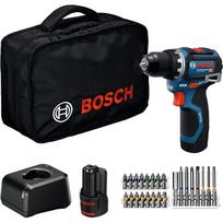 Bosch Powertools cordless drill/driver GSR 12V-32 Professional, 12Volt (blue/black, 2x Li-ion battery 2.0Ah, 24-piece accessory set, tool bag)
