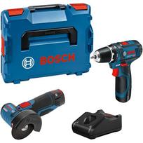 Bosch Powertools 12V professional set GSR 12V-15, GWS 12V-76 combo kit (blue, 2x Li-ion battery 2.0Ah, L-BOXX)