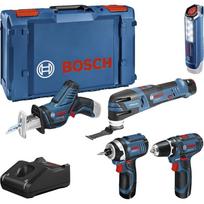 Bosch Powertools tool set 12Volt 5-piece, GOP + GSR + GDR + GSA + GLI (blue, 3x Li-ion battery 2.0Ah)