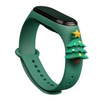 Fusion Accessories Xmas Christmas Tree viedpulksteņa siksniņa priekš Xiaomi Mi Band 3/4 | silikons | zaļa