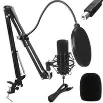 Fusion Studio USB mikrofons | Podkāsti | Straumēšana | Balss ierakstīšana + regulējams statīvs, pop filtrs | melns