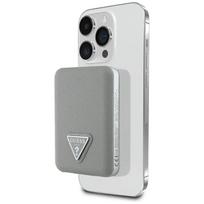 Guess Grained Triangle ārējais akumulators (powerbank) | 5 000 mAh | 15W | USB-C, MagSafe, Wireless | bēšs