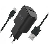 XQISIT charger tīkla lādētājs | 12W | USB-A, USB-C | ar USB-A uz USB-C vadu komplektā | melns