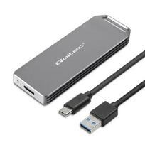 Qoltec 52266 mini alumīnija korpuss | M.2 SSD NVMe PCIe | USB-C 3.1 Gen 2 10Gb/s | 2TB sudrabkrāsas