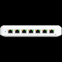 Ubiquiti USW-Ultra-210W-EU compact, Layer 2, 8-port GbE PoE switch with versatile mounting options, 7x GbE PoE+ output ports, GbE port with optional PoE++ input, 202W PoE availability with the included AC power adapter
