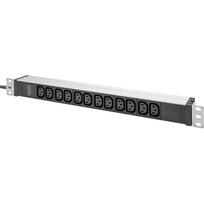 Digitus power strip 19" PDU with aluminum profile, 12-way C13 (black/aluminum, 2 meter cable, 1 HE, 1-phase 16A, protective contact plug)