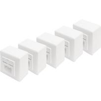 Digitus CAT.6A data connection socket, surface-mounted, shielded, 2x RJ-45 LSA (white, 5 pieces, class E)