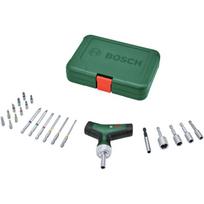 Bosch Powertools bit ratchet screwdriver T-handle with bit set, 22 pieces (green/black, torque up to 46 Nm)