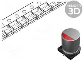 Capacitor: polymer | low ESR | H: 12.2mm | 100uF | 50VDC | SMD | ESR: 24mΩ
