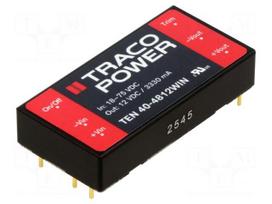 Converter: DC/DC | 40W | Uin: 18÷75VDC | Uout: 12VDC | Iout: 3330mA | THT