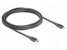 Cable | USB 2.0 | Apple Lightning plug,USB C plug | 2m | grey | Cu