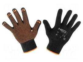 Protective gloves | Size: 8 | black-orange | cotton,polyester