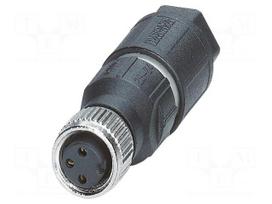 Connector: M8 | PIN: 3 | 4A | 48V | IP65 | straight | unshielded | plug