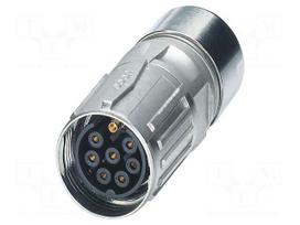 Connector: M17 | plug | ST | PIN: 9 | 60V | 3.6A,14A | shielded | IP67 | metal
