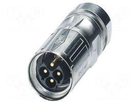 Connector: M17 | plug | ST | PIN: 4 | 630V | 25A | shielded | IP67 | 3+PE