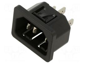 Connector: AC supply | socket | male | 10A | 250VAC | C14 (E) | 6100-4
