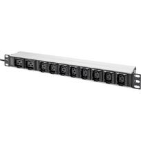Digitus power strip 19" PDU with aluminum profile, 10-fold, 8x C13, 2x C19 (black/aluminum, 2 meter cable, 1 HE, 1-phase 16A, cold device plug C20)