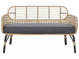 Sodo suoliukas su pagalve PRATELLO 122 cm, technorotangas, natūrali spalva
