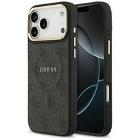 Dėklas Guess PU Leather 4G Gold Frame MagSafe Apple iPhone 17 Pro juodas