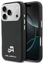 Dėklas Karl Lagerfeld PU Karl and Choupette Heads Pins MagSafe Apple iPhone 17 Pro Max juodas