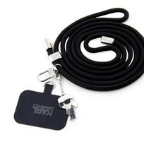 Dirželis telefonui Karl Lagerfeld Universal Crossbody Strap Cord and Ikonik Pins juodas