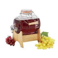 Stiklinė gėrimų statinaitė su kraneliu ir bambukiniu stovu, 3 l