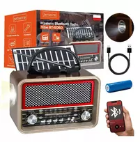„Radio Retro FM“ saulės energija maitinamas „Bluetooth“ nešiojamasis radijas, veikiantis su baterijomis, su virtuvine antena ir USB-C jungtimi