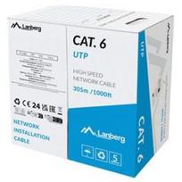 Lanberg LAN kabelis Cat.6 305m CCA pilkas LCU6-15CC-0305-S, 6mm, CCA laidininkai, UTP, Fluke testas, 305m