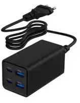 Gembird 4-port travel charger | 65W | PD, GaN | USB-C, USB-A | black