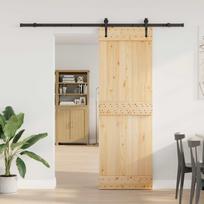 Slankios durys NARVIK Natūrali ir juoda 70 x 210 cm (213,5 cm)