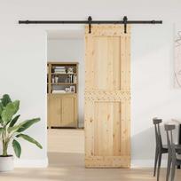 Slankios durys NARVIK Natūrali ir juoda 70 x 210 cm (213,5 cm)