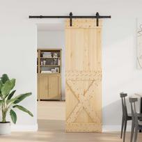 Slankios durys NARVIK Natūrali ir juoda 70 x 210 cm (152,5 cm)