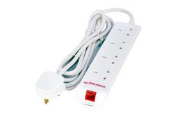 MicroConnect 4 gang UK Surge Protected  Power Strip 5M White 4-way UK