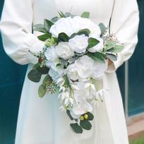 Nuotakos krioklio vestuvinė puokštė Bridesmaid Vintažinė vestuvių rožių gėlė Santuokos vakarėlio reikmenys Rožinė prabangi puokštė gray