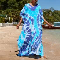 Moteriška Boho Cover Up, didesnio dydžio kontrastinga laisvai priglundanti „Vacay Beach Kaftan“ suknelė One Size