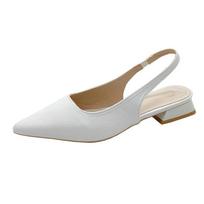 2024 Summer Women's Pointed Toe Heeled Shoes New Plus Size Dress Party Chunky Heel Women's Slingbacks Shoes Sexy Women Pumps 35
