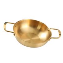 Korėjietiškas Ramen puodas su rankena, nerūdijančio plieno, greitai įkaistantis, patogus makaronų puodas sriubai, mažas karštasis puodas 18cm/7.1in (Golden Color)