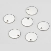 40-100pcs Gold 8-15mm Stainless Steel Blank Stamping Dog Tags Charms Stamping Blank Pendants DIY Bracelet Charm Jewelry Finding 8mm