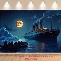 2D Titanic Movie Backdrop 2D RMS Ship Night Ocean Iceberg Photo Background for Themed Shoot 47.2x31.5inch/120*80cm