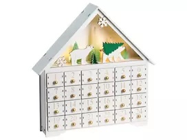 LED kalėdinė dekoracija MJOSA advento kalendorius 33 cm baltos spalvos