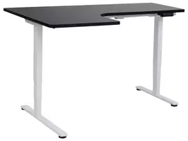 Kampinis elektra reguliuojamas stalas DESTINES juodas/baltas 160 cm 109 cm kairinis