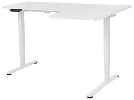 Kampinis elektra reguliuojamas stalas DESTINES, baltas, 160 cm 109 cm, dešininis