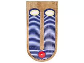 Sienų dekoracija Twarz JIMETA Mango mediena 40 cm Mėlyna