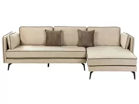 3 vietų kampinė sofa ALTAN, veliūras, smėlio spalvos, kairinė
