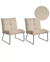 2 foteli komplektas BJASTA, velvetinis, smėlio spalvos